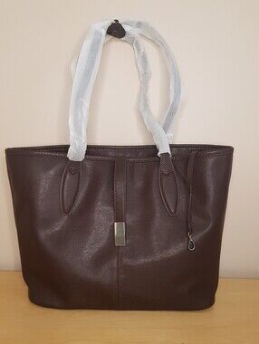 Brand New Dark Brown Vegan Leather Women’s Tote Bag